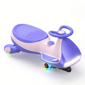 [Easter Gifts for Kids]6V Electric Wiggle Car with Pedal, Rechargeable Battery, 2 in 1 Swing Car, 2 Speed Ride on Toy, Anti-Rollover, Flashing Wheels, for Ages 3 And Up, 150 Lbs, Pink