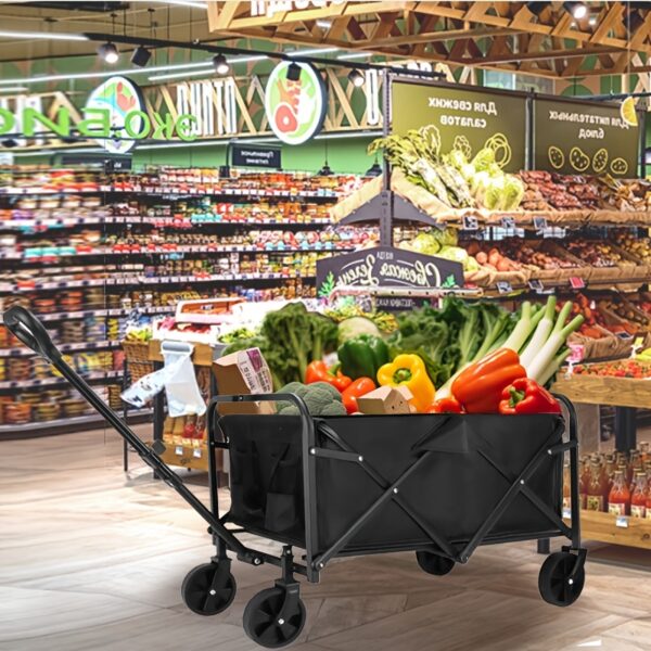 [600lbs Folding Cart] Heavy-Duty 600lbs Capacity Aluminum Alloy Folding Shopping Cart | Ergonomic Handles, All-Terrain Wheels, Durable Reinforced Frame | For Groceries, Moving, Home Use, 280lbs Folded Weight - Image 8