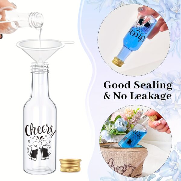 31pcs Airtight Shot Bottles with Caps - Plastic Mini Bottles with Cheer Label, 1.7oz/50ml & 0.85oz/25ml, Reusable for DIY Juice, Homemade Spirits - Elegant Presentation, Housewarming, Birthday & Wedding Party Favors, Party Drinkware, Cheerful Label Design, Secure Cap Design - Image 12