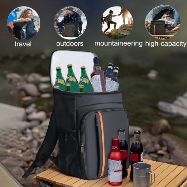 Insulated Picnic Backpack - Leak-Proof, Thickened Cooler Bag for 30 Cans, Portable Lunch Box with Neoprene Lining, Ideal for Travel, Beach, Outdoor Camping, and Picnics, Non-Food Contact, Durable Polyester, Travel Cooler Bag, Suitable for All Seasons - Image 4
