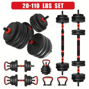 Adjustable Dumbbells, 20/30/40/90 Lbs Upgraded Double Nut And Connector Free Weight Set, Anti Slip Rod, 5-in-1 Weight Set for Hammers, Rods, Push Rod Brackets, The Best Christmas Gift for Home Gyms, Suitable for Women/men
