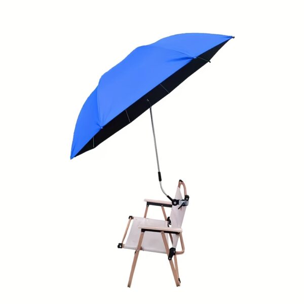 [Portable Sunshade Umbrella] Outdoor portable sunshade umbrella with clip fixation, adjustable angle, suitable for various chairs, UV protection parasol, beach umbrella, golf umbrella, 8-rib design, fiberglass reinforced frame, steel center pole. Ideal for beaches, fishing, camping, picnics, and gardens