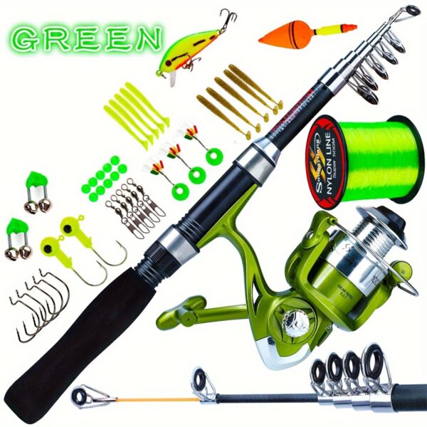 [Fishing Starter Kit] Sougayilang Fishing Starter Kit, Including 160cm/5.2ft Telescopic Fishing Rod, 1000/2000 Series Spinning Reel with 546yds Nylon Fishing Line, Baits, Fishing Accessories, Fishing Gear - Image 3
