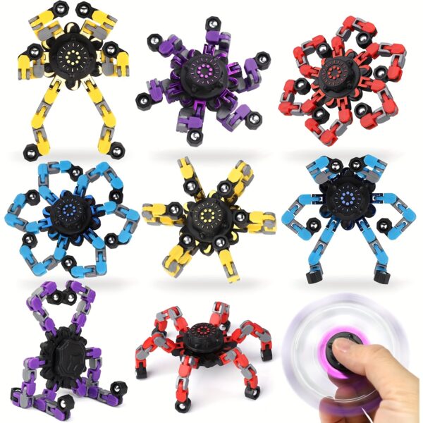 10/15pcs Random Fidget Spinners, DIY Deformable Robot Fingertip Toys, Decompression Spinner, Deformable Creative Mechanical Gyro Toys, Party Supplies