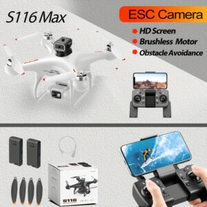 S116 Quad-Axis Drone with Dual Cameras, Music Playback, Headless Mode, Trajectory Flight, Stable Gyroscope, and 2 Rechargeable Batteries - Ideal Beginner Gift for Outdoor Use, Recreational Uav|Sleek White Drone|Dual Camera Drone, High Quality Drone