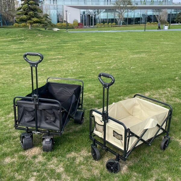 [Robust Build] Heavy-Duty Foldable Black Metal Hand Trolley with All-Terrain Wheels - Versatile for Camping, Travel, Sports, Fishing & BBQs, Easy Storage, No Power Required - Image 2