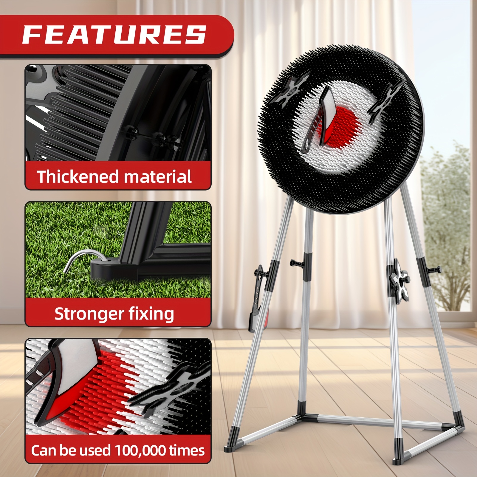 BLACK SERIES Axe Throwing Set - Includes 3 Plastic Axes, Collapsible Stand, Bristle Target - Safe for Indoor & Outdoor Play - Fun Sports Toss Game - For Adults - Christmas Gift Idea - Image 4