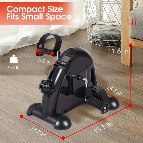 Vibration Plate/Mini Exercise Bike: Portable Under Desk Pedal Exerciser With Adjustable Resistance, LCD Display, Compact Space-Saving Design For Home & Office Leg Workouts, Without Battery - Image 3