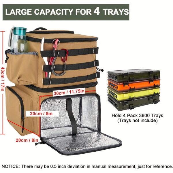 [Fishing | Resistant] Resistant Fishing Backpack | Fishing Tackle Box Bag with Rod Holders & Cooler | Gear Gifts for Men, Valentine's Day gift - Image 5