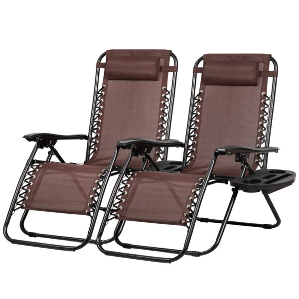 Zero Gravity Adjustable Relaxing Set Of 2 Chairs, With Cup Holder - Recliners For Patio, Lawn, Garden, And Beach - Image 9