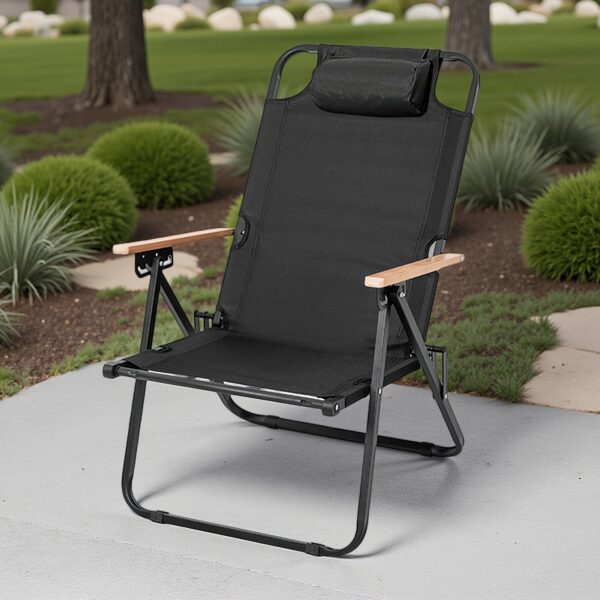 Garden, Lawn & Gardening > Outdoor Furniture > Garden Set > Adjustable Folding Lounge Chair for Outdoor Patio Leisure, Camping, Hiking Metal Chairs, No Assembly Required, Space-Saving with Medium and Large Sizes, Four-Position Adjustable Folding Lounger - Image 3