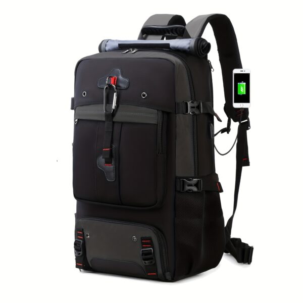 [Durable Hiking Backpack] Durable 50L High-Capacity Hiking Backpack with Shoe Compartment | USB-Powered, Adjustable Straps - Ideal for Outdoor Camping, Back-to-School Season, Backpack for Travel - Image 8