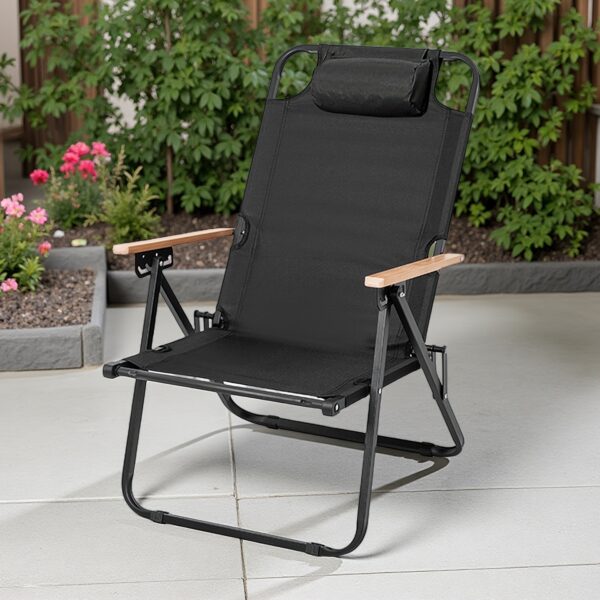 Garden, Lawn & Gardening > Outdoor Furniture > Garden Set > Adjustable Folding Lounge Chair for Outdoor Patio Leisure, Camping, Hiking Metal Chairs, No Assembly Required, Space-Saving with Medium and Large Sizes, Four-Position Adjustable Folding Lounger - Image 6
