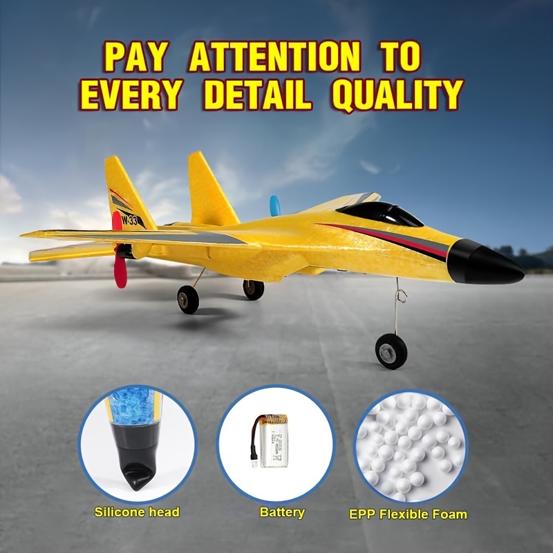 Su-Style Foam Remote Control Airplane: Fixed-wing Glider, SU-27 Cool Fighter Toy Model, HW-33 Is An Excellent Choice For Parent-child Interaction. With Dual-channel Design. - Image 6
