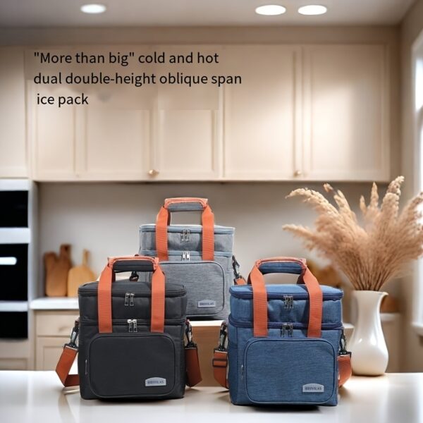 [Outdoor Refrigerated Bag] The outdoor refrigerated bag can be expanded with a double-layer insulated ice pack. It comes with an adjustable shoulder strap for portability and convenience, making it suitable for work, camping and non-food contact at the beach