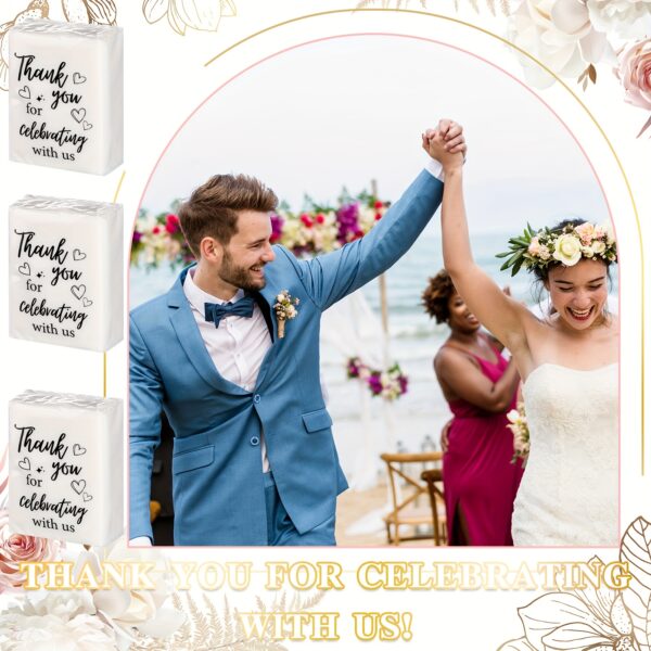 100pcs Wedding Guest Thank You Gift Bags - 3-Ply Tissues with Elegant Cursive "Thank You for Celebrating with Us" Design, Minimalist White & Black Accents, Travel Size for Weddings, Graduations, Celebrations, Guest Tissues | Cursive Font Style | Heartfelt Accents - Image 4