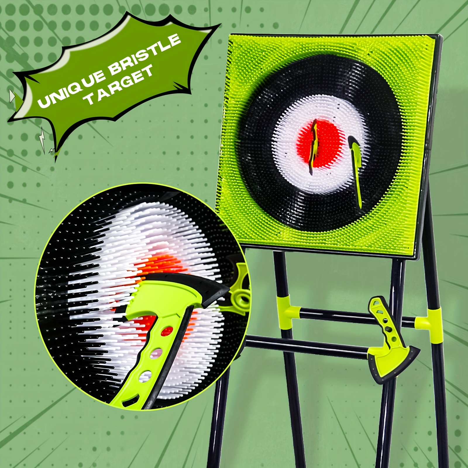 Portable Axe Throwing Game Set for Backyard Fun – Includes 3 Target Axes & 3 Boomerangs, Green and Black, Ideal for Indoor/Outdoor Family Gatherings and Camping, Indoor Playset|Target Practice Game|American Flag Design, FOYKUED - Image 4