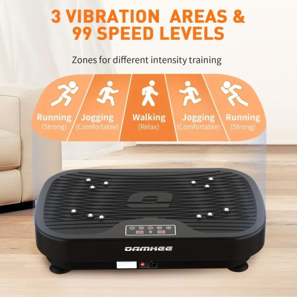 Vibration Plate Exercise Machine for Weight Loss & Lymphatic Drainage, Health - Full Body Workout Platform with 99 Speeds Levels, Quiet Shaking Technology, Portable Design for Home Gym, Muscle Toning & Burner (330lbs Capacity, Gifts for The Old) - Image 7