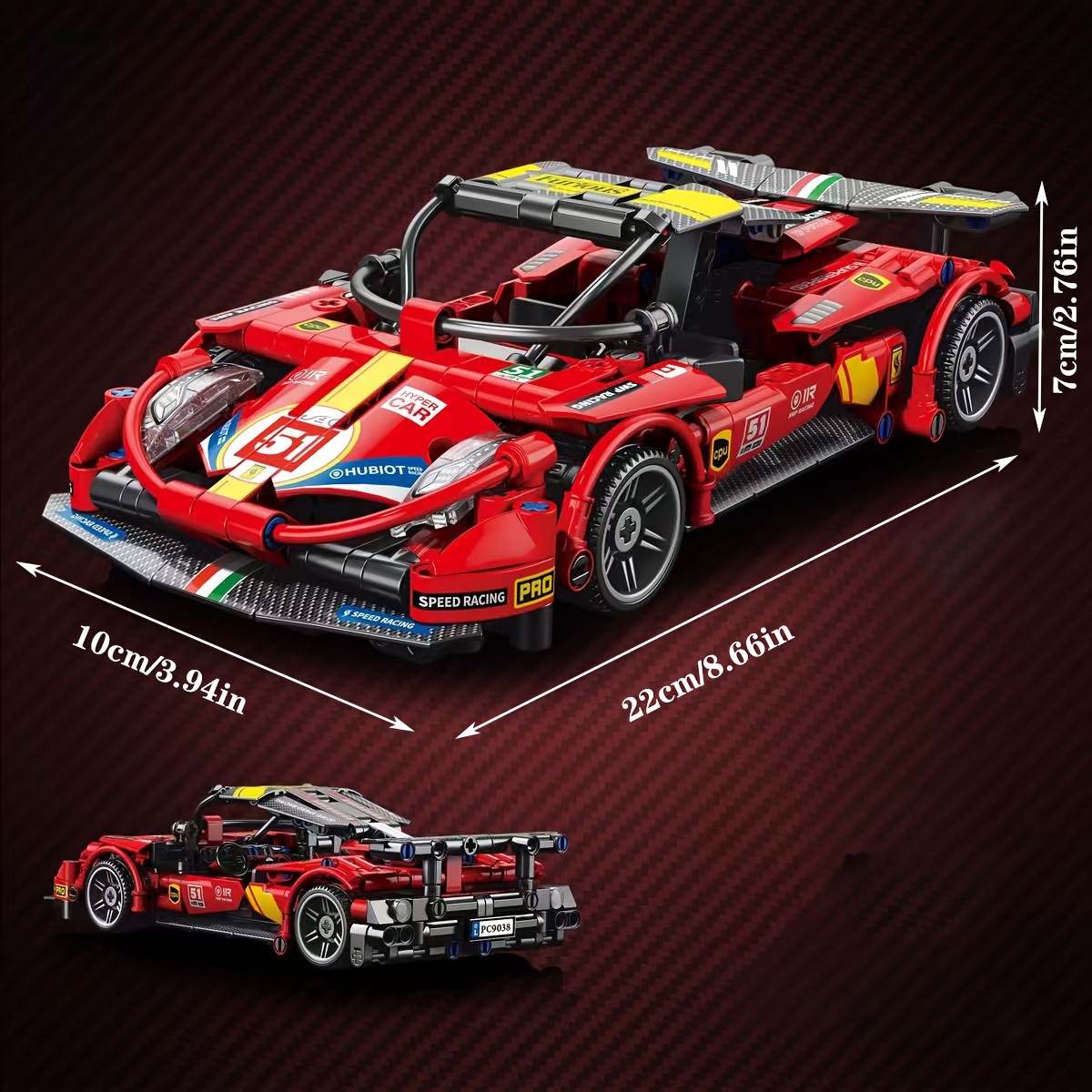 Powered, Colorful Building Block Model Set with Toy Sports Car Assembly, Adult Collectible Car Model, ABS Material, Suitable for Family/Friends, Birthday Holiday Gift - Image 4