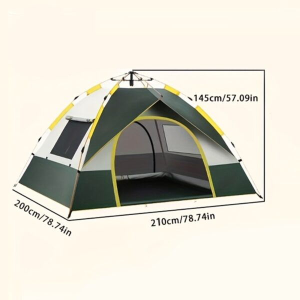 [Pop-Up Tent] 4-Person Pop-Up Tent | UV Protection, Mosquito Netting, Spacious Interior & Sturdy Support Poles - Zippered Outdoor Camping Gear - Image 3