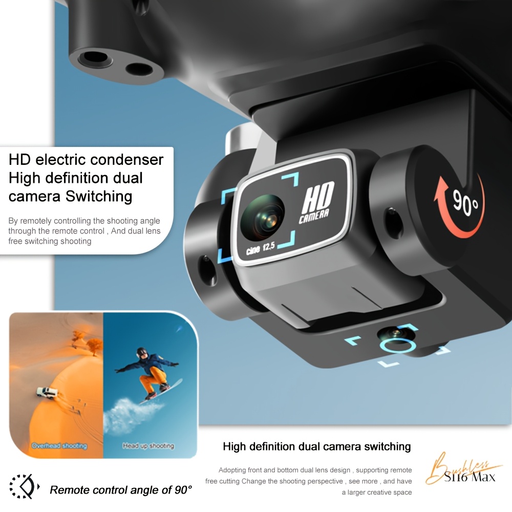 S116 MAX Brushless Optical Flow Drone with Dual Cameras, Headless Mode, 360° Obstacle Avoidance, WIFI FPV, Phone App Control And 4-Side Obstacle Avoidance for Effortless Aerial Photography for Halloween & Christmas Gifts - Image 6