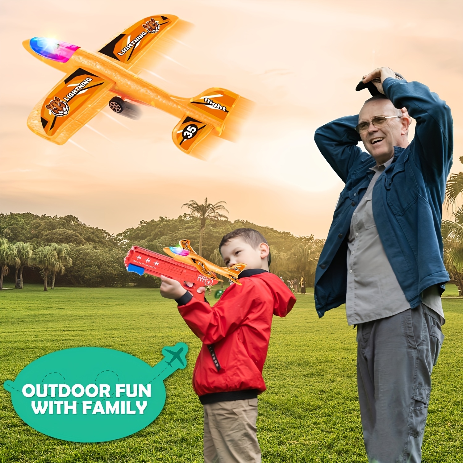 3/6pcs Airplane Launcher Toy With 3 Stickers - Interactive Flying Game, 2 Flight Modes, Durable PP Material, Easy Assembly - Ideal For Outdoor Play, Halloween, Christmas, Birthday Gifts For Ages 3-12 - Image 6
