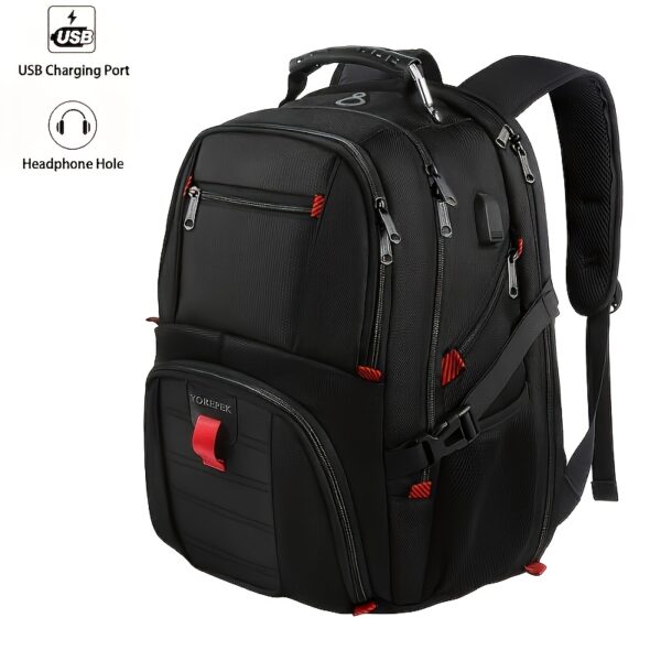 [Large Travel Backpack] 50L Large Men's Travel Backpack, Laptop Bag with USB Charging Port, Accommodates 17-Inch Laptops, Suitable for College, Approved for Airline Use, Business Work Bag, Perfect for Back-To-School Season, Ideal Valentine's Day Present - Image 4