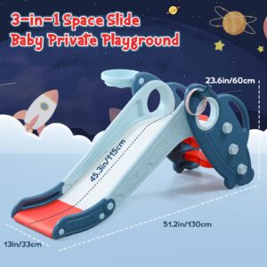 [Foldable Kids Slide] Foldable Indoor Slide for Kids | 1/2/3 Years Old Kids Home Climbing Slide Play Set with Non-Slip Steps - Ideal Gift for Boy&Girl Birthday/Christmas Baby Slide for Indoor And Outdoor Backyard