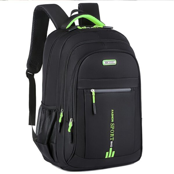 [Lightweight Backpack] Lightweight Canvas Men's Backpack | Large Capacity, Adjustable Straps, Multiple Compartments for School, Travel & Work, Black with White Stitching, Casual Daypack, Travel Backpack, Modern Backpack, Durable Stitching, Secure Zipper Closure - Image 13