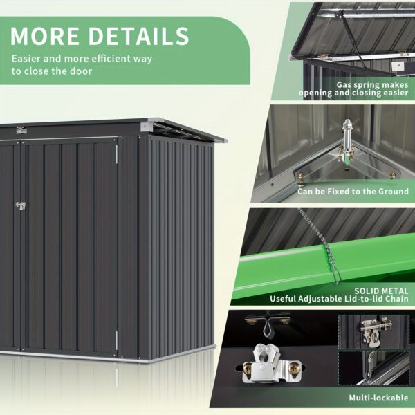 Waterproof Metal Storage Shed 3.3x5.6FT - Ideal for Garden, Backyard, Patio | Durable Outside Storage for Trash Cans, Toys, Weeding Tools - Image 6