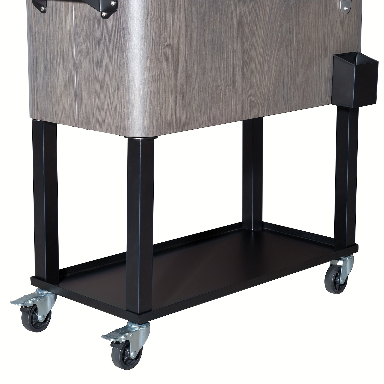 Commercial-Grade Outdoor Grey Wood-Grain Insulated Cooler Cart - Ice Retention for Up to 48 Hours - For Market Stalls & Camping - Durable & Spacious - Ideal Gift for Outdoor Enthusiasts - Image 5