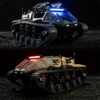 Full-Proportional Remote Control Tank RC Tracked Car Powerful Offroad For All Terrains With Led Lights And Alloy Door Open Model Military War Car Vehicle Gift For Kids With 2 Batteries