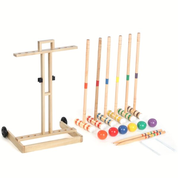 6 Player Croquet Set For Adults And Kids Croquet Lawn Game Kit With Wooden Stand For Backyard Lawn Yard Outdoor Games - Image 2