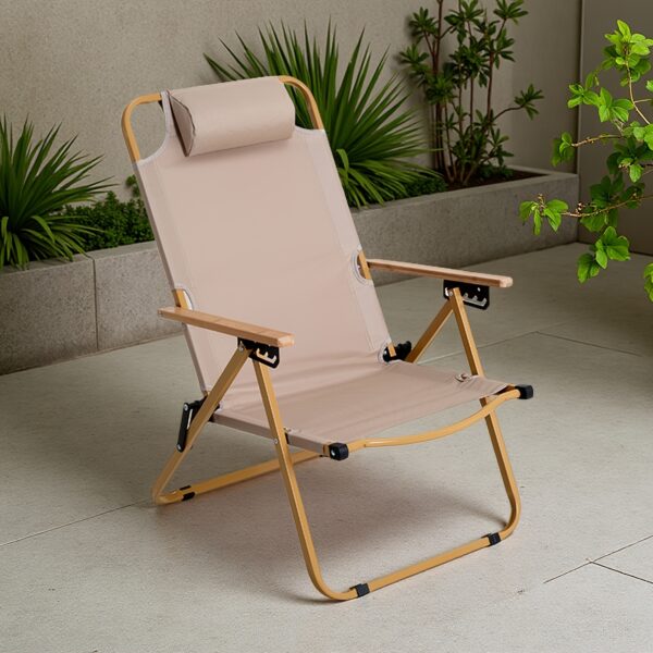 Garden, Lawn & Gardening > Outdoor Furniture > Garden Set > Adjustable Folding Lounge Chair for Outdoor Patio Leisure, Camping, Hiking Metal Chairs, No Assembly Required, Space-Saving with Medium and Large Sizes, Four-Position Adjustable Folding Lounger - Image 5