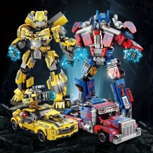 2-in-1 Transforming Robot Toy with Articulated Joints & Rolling Wheels - ABS Building Blocks, Mixed Colors, Movie-Inspired Design, Perfect Birthday Gift & Desktop Decor, Robot Toy, Playful Design, Durable Construction