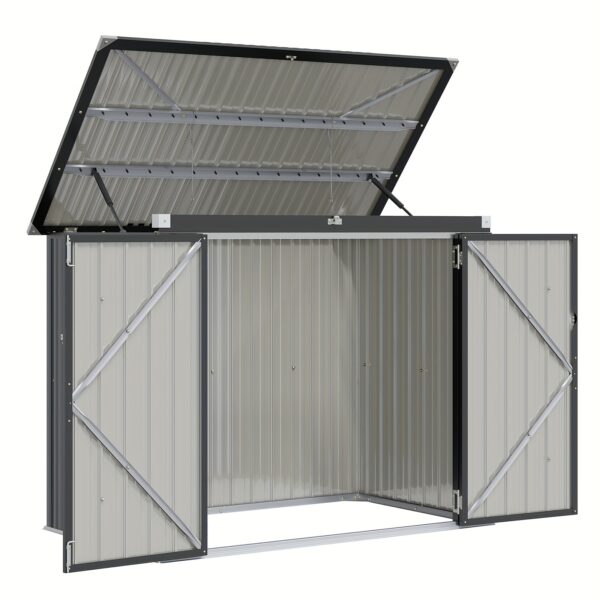 Waterproof Metal Storage Shed 3.3x5.6FT - Ideal for Garden, Backyard, Patio | Durable Outside Storage for Trash Cans, Toys, Weeding Tools - Image 10