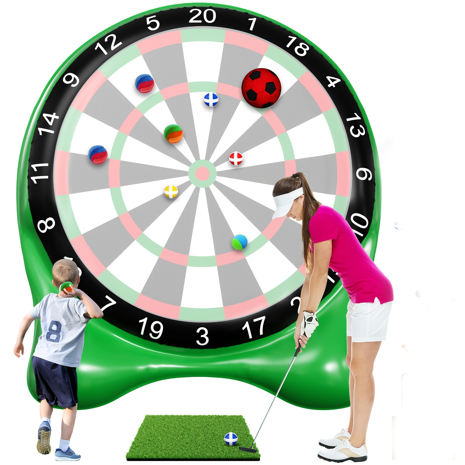 Inflatable Soccer Dart Board, Giant Kick Darts, Indoor Outdoor Lawn Yard Games for Kids Adults Family, Big Jumbo Carnival Games for Party | 6ft Dart Boards with Pump