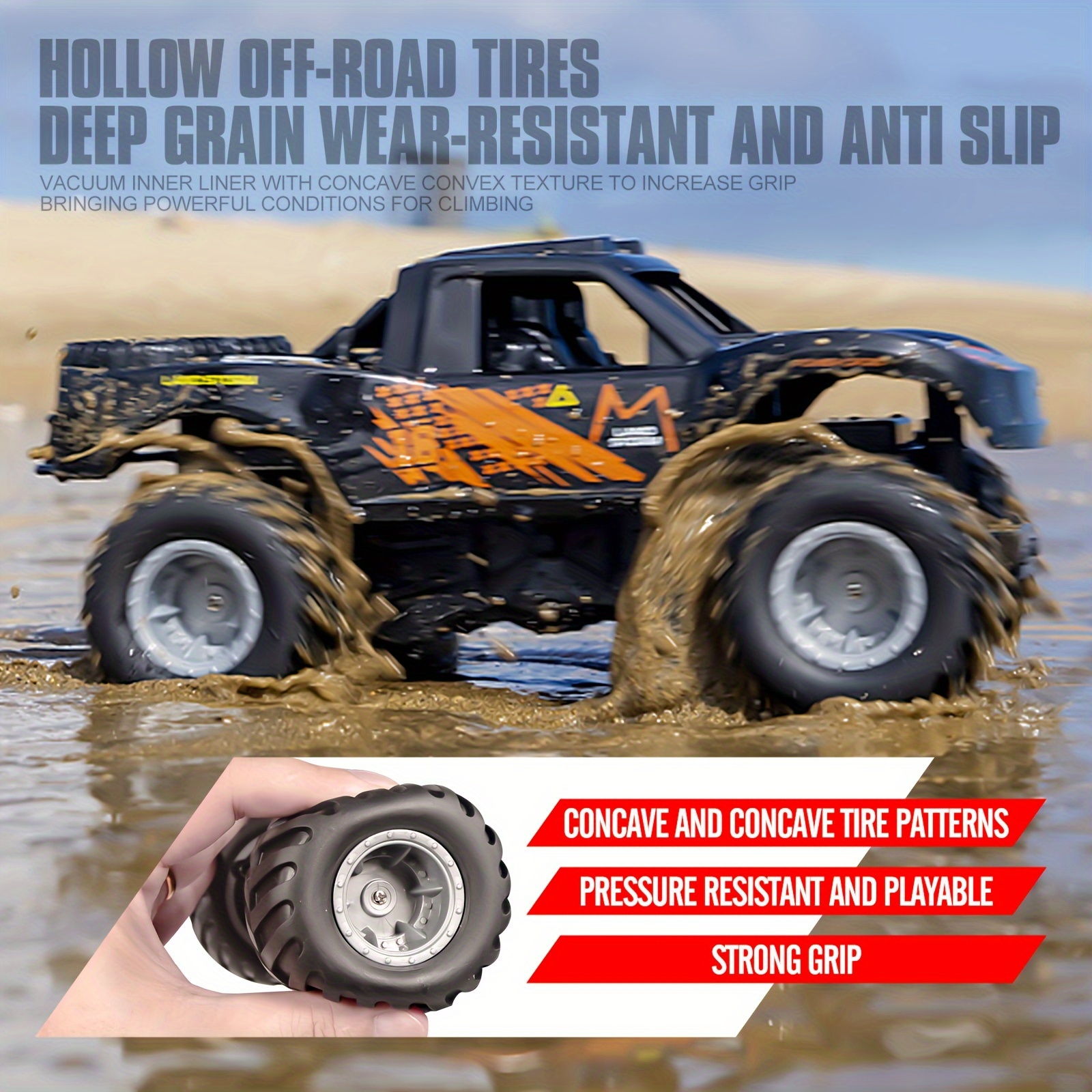 Amphibious RC Monster Truck - 1:16 Scale, 4WD Off-Road Capability,, Includes 2 Rechargeable Batteries, Durable Plastic Body, Ideal Gift for Boys Ages 4-7, Outdoor Play Vehicle|Sporty Design|Rechargeable Toy, NIHO TECH - Image 12