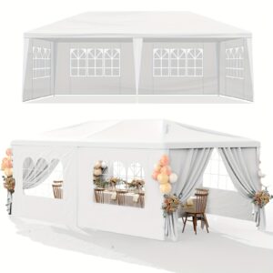 10x20ft Heavy Duty Waterproof Party Tent - Outdoor Canopy event tent with 6 Removable Sidewalls, Elegant Wedding & Party Gazebo for Birthday, BBQ, Graduation - Easy Setup Patio Canopy Tent, Tents for Outside Party, Bbq Shelter, Windowed Side Panels, Zippered Closure, Backyard Shelter, Reinforced Seams, Event Planners
