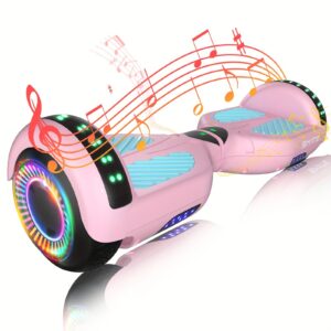 SIMATE 6.5" Hoverboard with Colorful LED Lights, 3 Speed Modes, Self Balancing HoverBoards for Kids & Teens & Adults, Gifts for Girls & Boys, 300W Motors, Top Speed Of 7 Miles Per Hour, Maximum Range Of 6 Miles