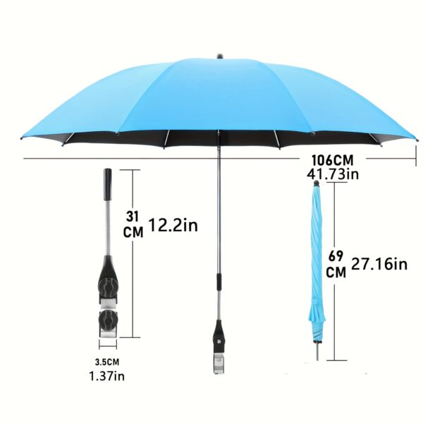 [Portable Sunshade Umbrella] Outdoor portable sunshade umbrella with clip fixation, adjustable angle, suitable for various chairs, UV protection parasol, beach umbrella, golf umbrella, 8-rib design, fiberglass reinforced frame, steel center pole. Ideal for beaches, fishing, camping, picnics, and gardens - Image 10