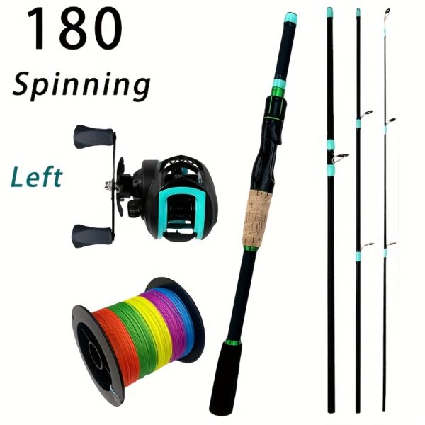 [GHOTDA Fishing Rod] GHOTDA Carbon Fishing Rod Set | Spinning Casting 1.8m Portable Travel Rod Lure Fishing Rods Surfcasting Shore Pole 4 Sections, 7.2:1 Baitcasting Reel Left/ Right, PE Fishing Line 100m - Image 9