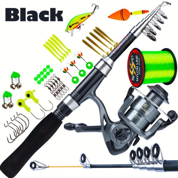 [Fishing Starter Kit] Sougayilang Fishing Starter Kit, Including 160cm/5.2ft Telescopic Fishing Rod, 1000/2000 Series Spinning Reel with 546yds Nylon Fishing Line, Baits, Fishing Accessories, Fishing Gear - Image 9