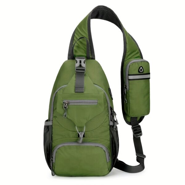 [Multi-Functional Crossbody Bag] Multi-Functional OGEHUAFEE Women's Lightweight Crossbody Bag | Adjustable Chest Pack with Multiple Compartments, Durable Nylon for Outdoor Travel, Hiking & Daily Use, Sporty Design Black/Blue/Army Green, Fashionable Accessory, Bungee Cord Attachment - Image 13