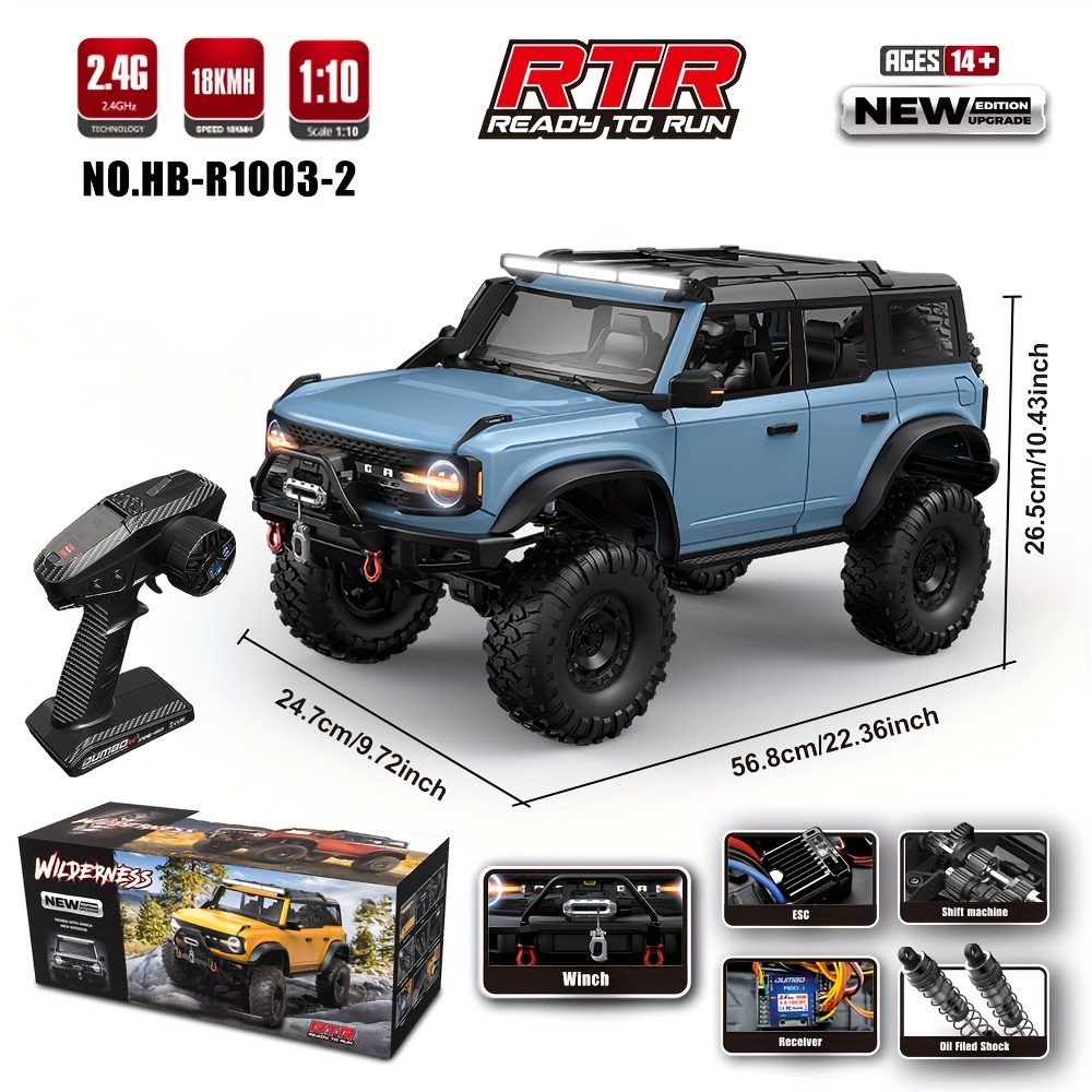 1/10 Scale RC Crawler with LED Lights & Winch - 4x4 Off-Road Remote Control Truck, High/Low Speed, RTR Rock Buggy with, Compatible with, for Adults &, Off-Road Racing - Ideal Gift for RC Car Enthusiasts, Outdoor Adventure, Aggressive Design, Sturdy Construction - Image 19