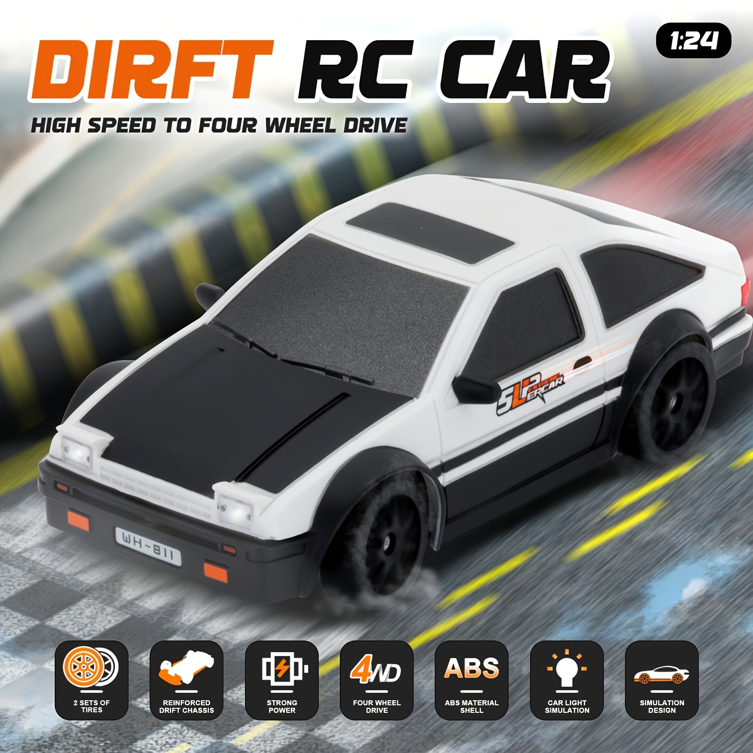 1:24 Scale 2.4GHz Remote Control Car Remote Control Four-wheel Drive Drift Car 15KM/H Drift Car With Front And Rear LED Lights Drift Tires For Boys And Girls Over Six Years Old Birthday, Holiday Gifts - Image 2