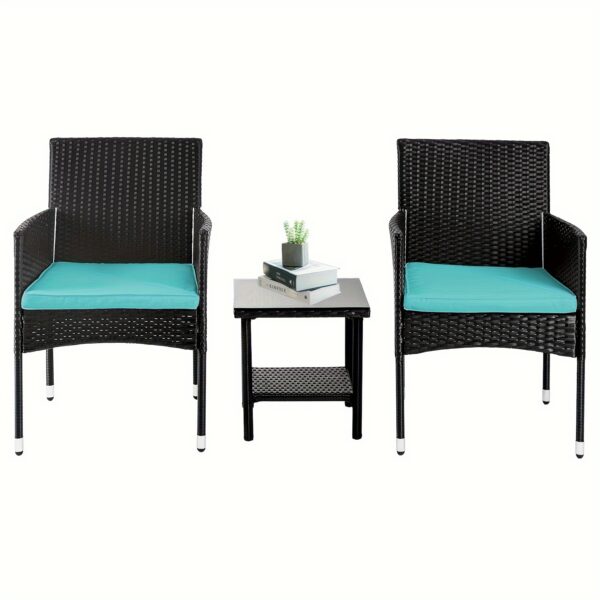 Patio Furniture Set 3pcs Wicker Furniture Wicker Table and Chairs with Coffee Table for Outdoor Garden Furniture Set with Cushions for Yard, Balcony, Poolside - Image 4