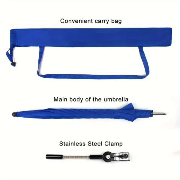 47" Portable Chair Umbrella with Clamp - 360-Degree Swivel, Adjustable Height, Alloy Steel Frame, Easy Wipe Clean, Ideal for Beach Chairs, Strollers, Wheelchairs & Golf Carts - Classic Blue - Image 9
