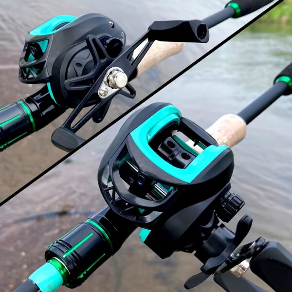 [GHOTDA Fishing Rod] GHOTDA Carbon Fishing Rod Set | Spinning Casting 1.8m Portable Travel Rod Lure Fishing Rods Surfcasting Shore Pole 4 Sections, 7.2:1 Baitcasting Reel Left/ Right, PE Fishing Line 100m - Image 8