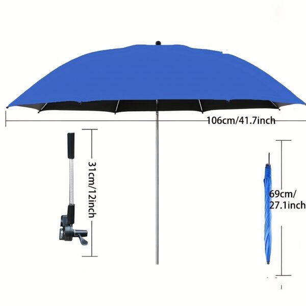 [Portable Umbrella] Adjustable Heat-Resistant Portable Outdoor Umbrella with Clip | Suitable for Camping, Beach Chairs, Golf Carts, Wheelchairs, Patio Seating, Manual Operation - Image 5